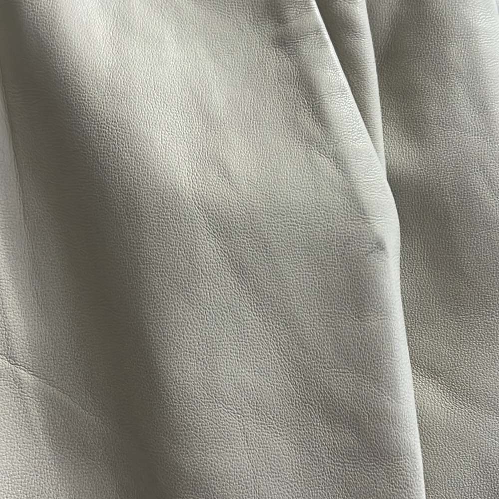 NWT Theory Pleated Leather Straight Leg Pant in Pale Stone - Picture 9 of 11